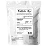 Pure Beta Alanine 500mg -  Capsules Pre Workout - Carnosine Muscle Tissue