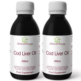 Cod Liver Oil Liquid 500ml, High Strength, Omega 3 Vits A & D Heart Brain Bone