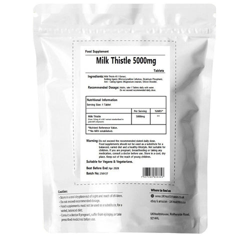Milk Thistle Tablets | High Strength 5000mg 80% Silymarin